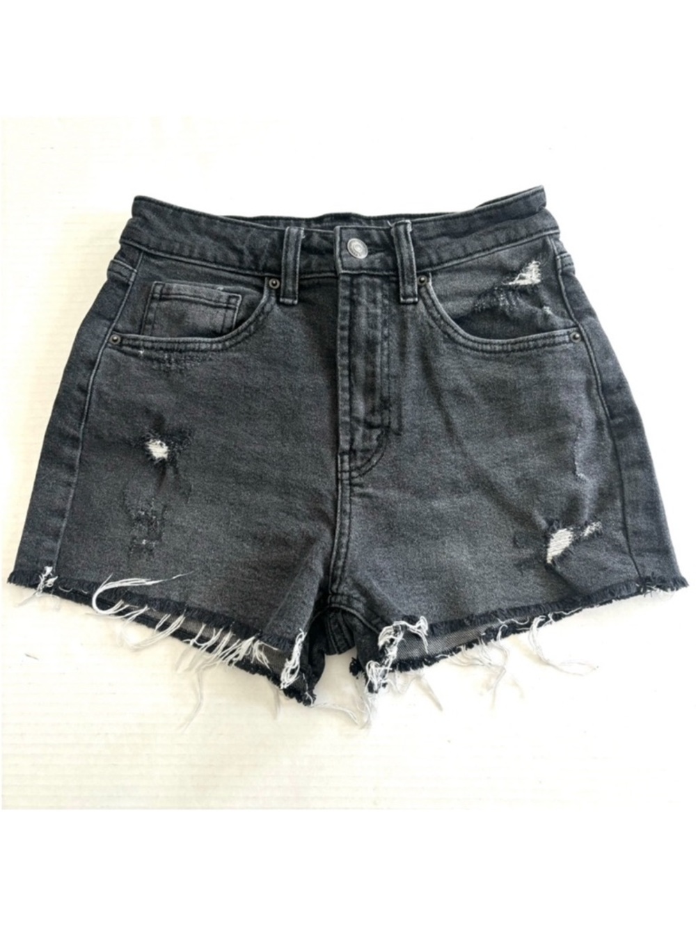 Wild Fable‎ Mom Shorts High Rise Black Wash Denim Distressed Stretchy Women’s 0